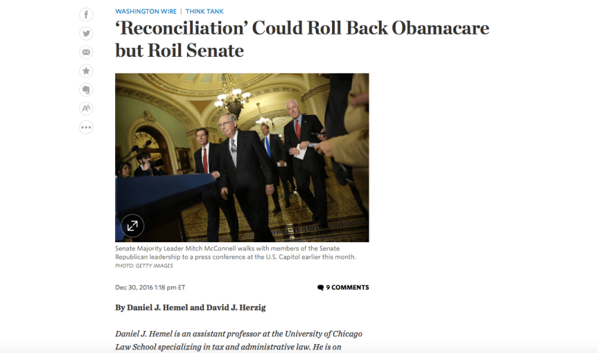 Budget Reconciliation Process and&nbsp;Obamacare