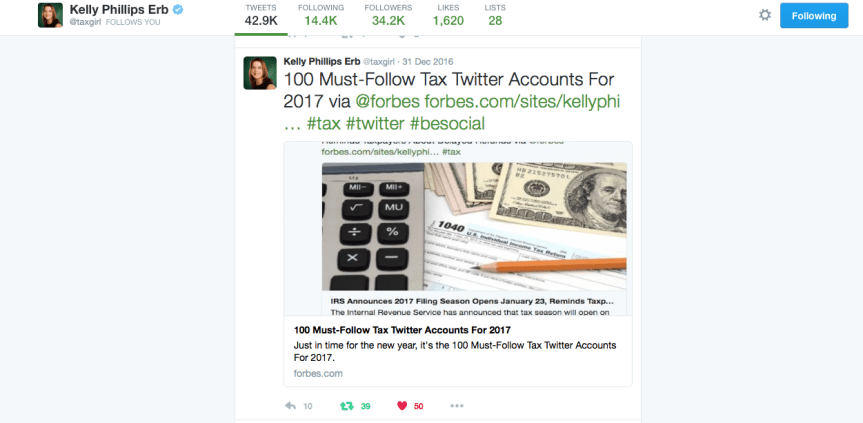 Top 2017 Tax Twitter&nbsp;Follows